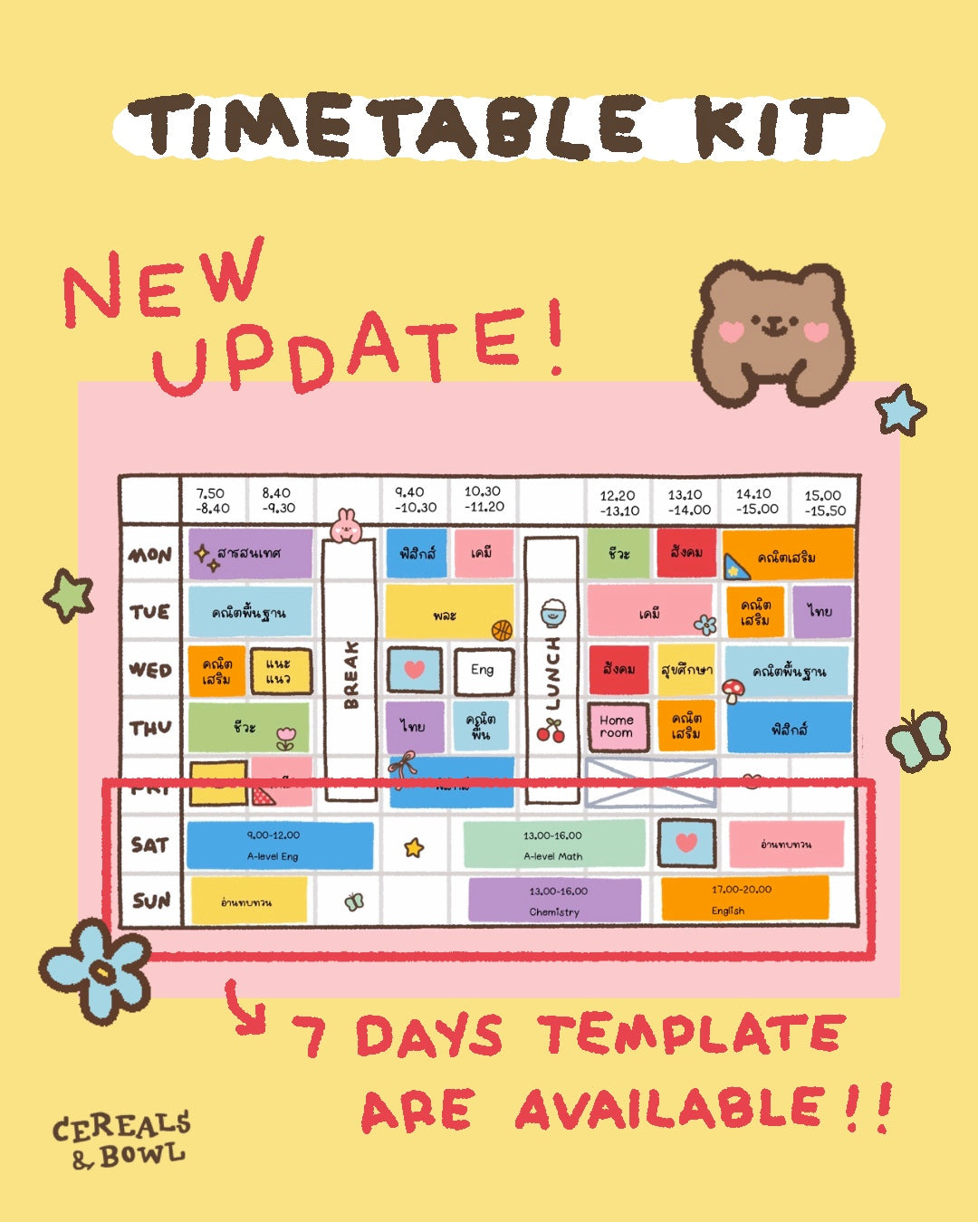 timetable kit (Digital files)
