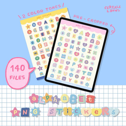alphabet png stickers (Digital files)