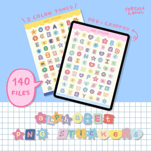 alphabet png stickers (Digital files)