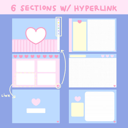 Pastel Digital Notebook with Hyperlink (Digital files)