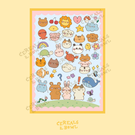 Fluffy animal stickers (Digital files)